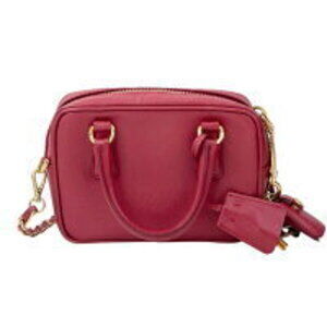 Prada Red Bag Shoulder Boston Leather Saffiano